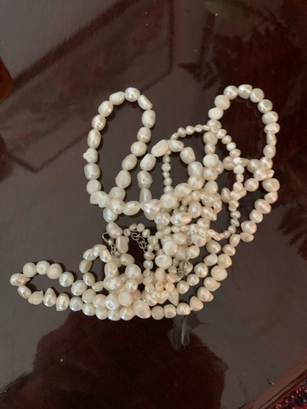 Vintage natural South Asia fresh water pearl four strand necklace irregular